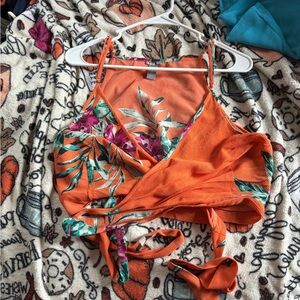 Orange crossover crop top